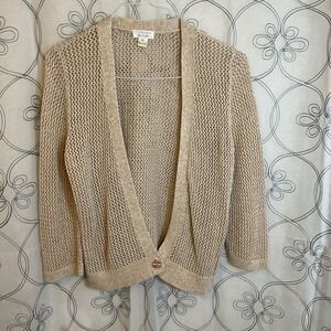 Women's Christopher & Banks Brown Crochet Cardigan 1 Bottom Button Size XL